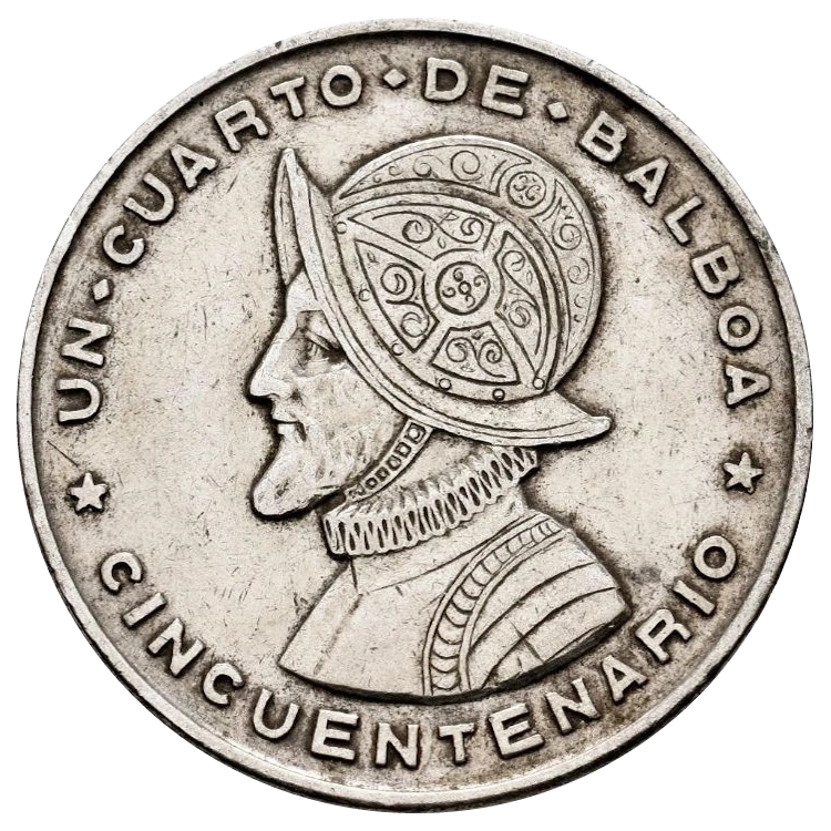 Un Cuarto de Balboa (Cincuentenario) Obverse