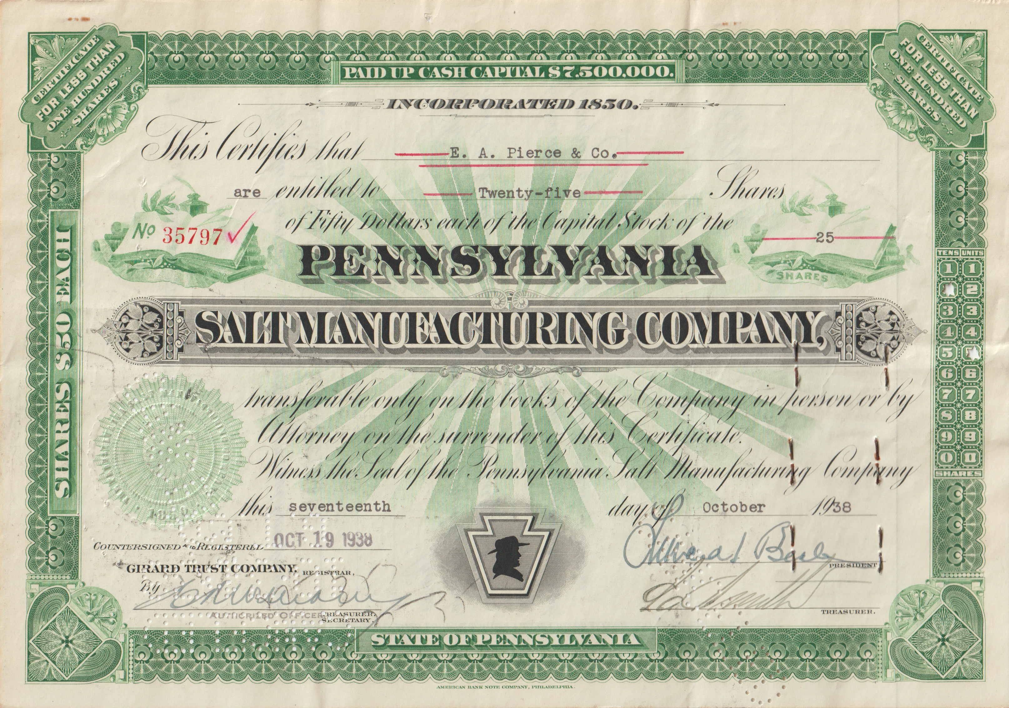 Pennsylvania Salt Manufacturing Company Front View