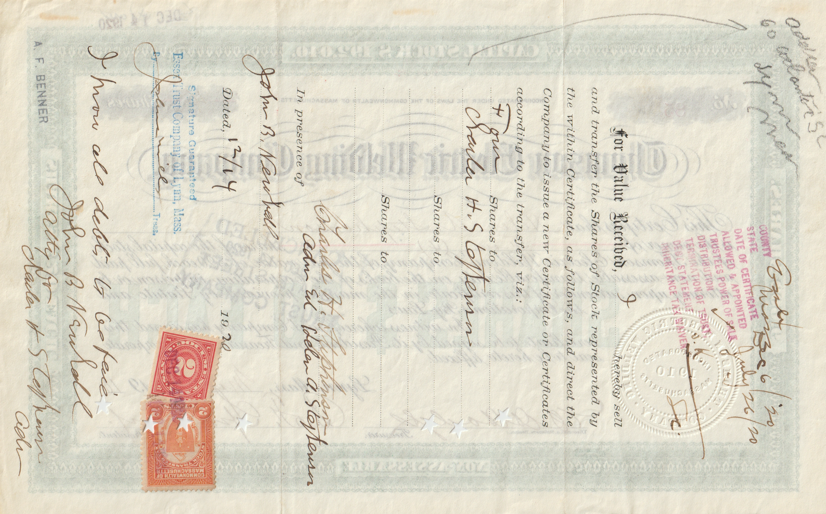 Thomson Electric Welding Company Reverse View
